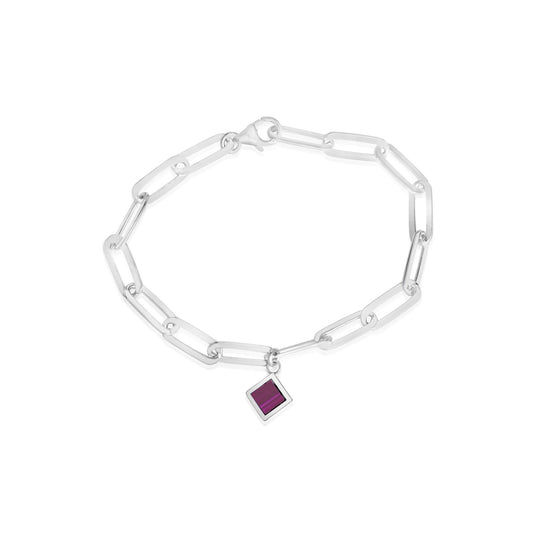 צמיד עדי- חוליות גדולות עם תליון מעויין משובץ ננו תנ"ך