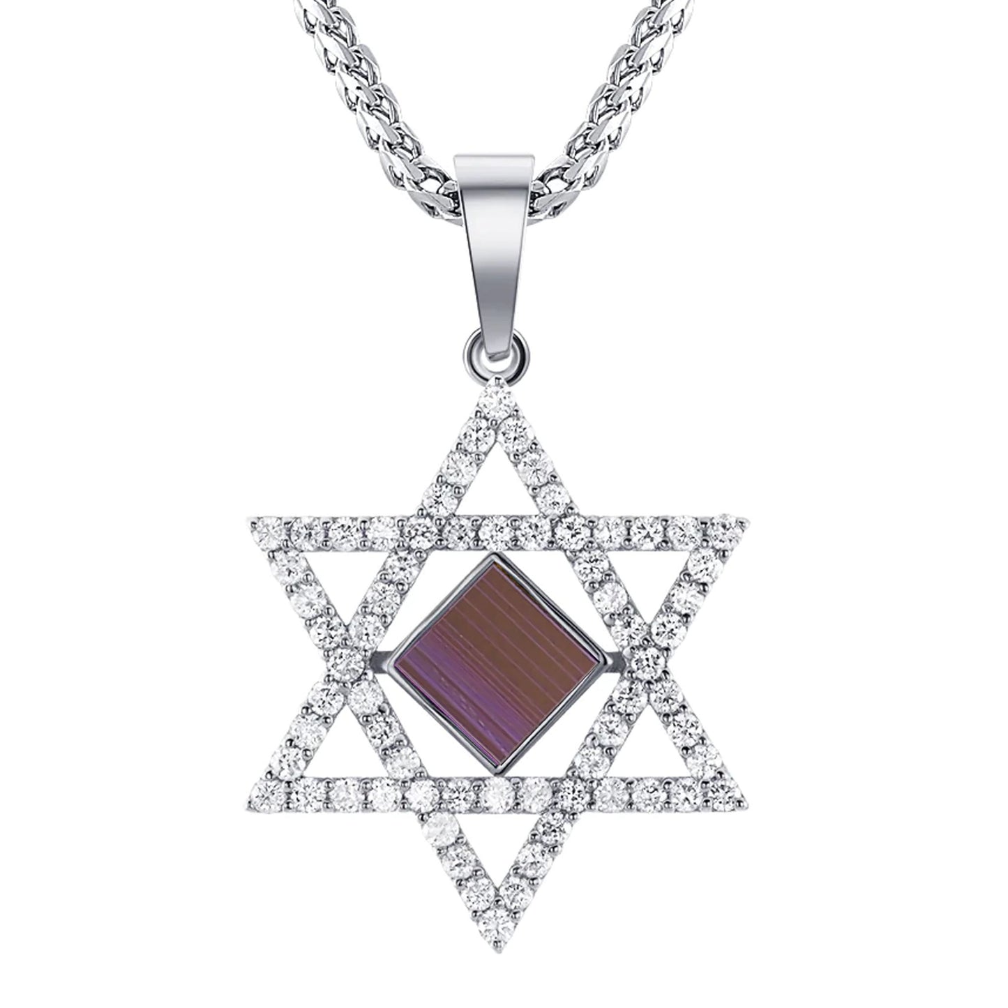 Gold David Pendant studded with diamonds with Nano Bible