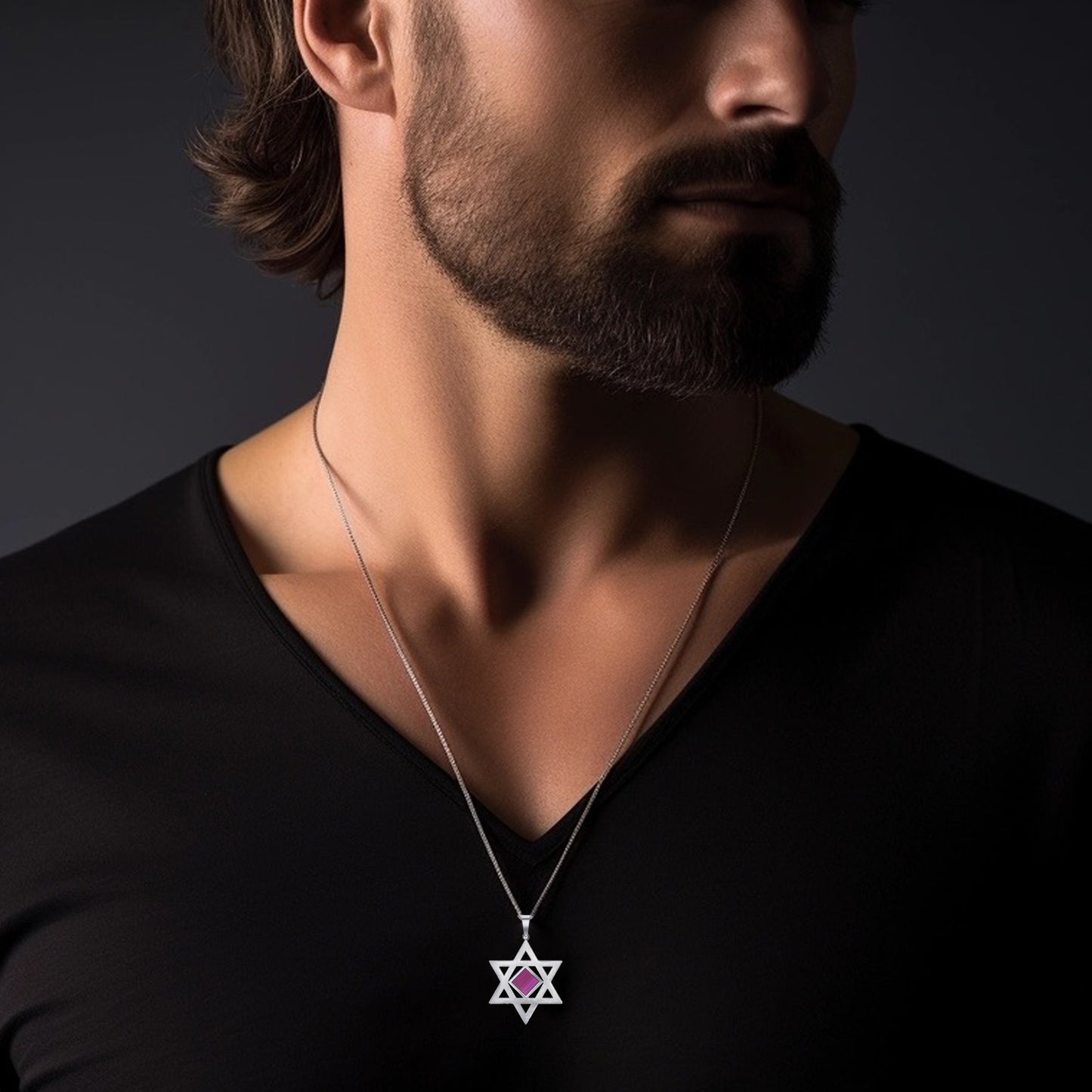 מגן דוד זהב 14 קראט משובץ ננו תנ"ך