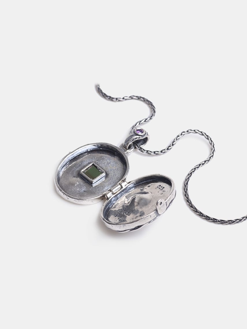 תליון locket משובץ פנינה עם שבב גרוזלם ננו תנ"ך