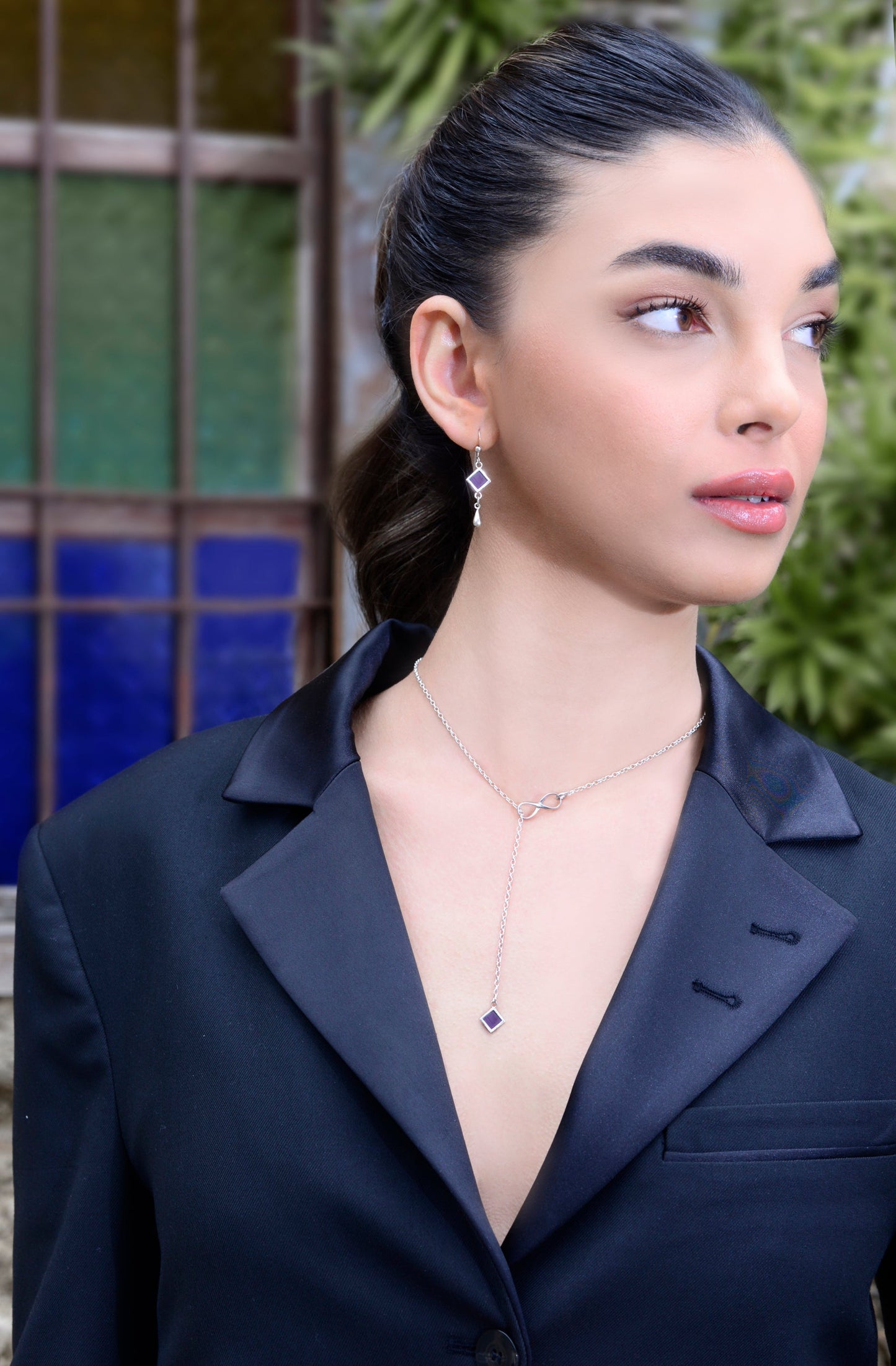 שרשרת רחל- אינפיניטי עם מעויין משובץ ננו תנ"ך